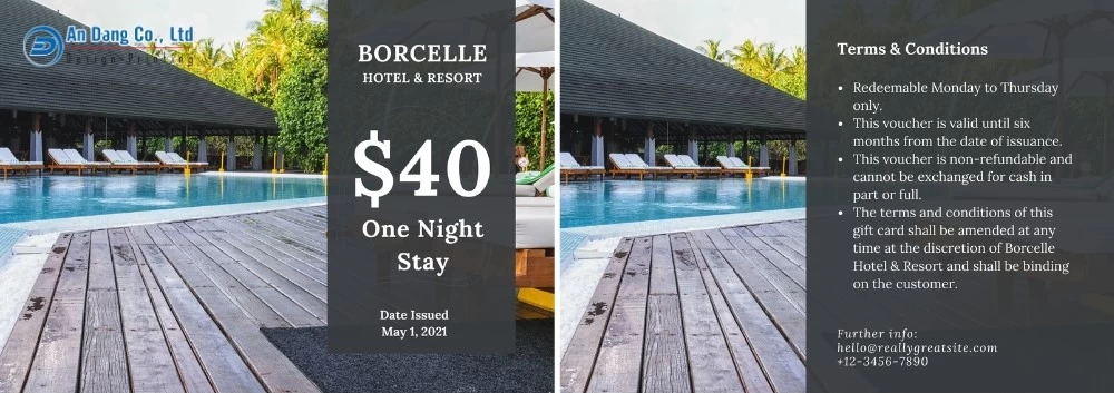 Mẫu 21 - voucher ưu đãi cho khách sạn và resort