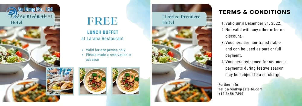 Mẫu 22 - voucher quà tặng miễn phí suất ăn cho nhà hàng