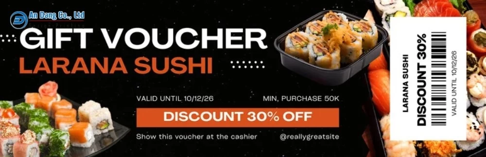 Mẫu 24 - voucher ưu đãi giảm giá 30% cho quán sushi