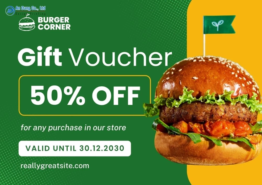 Mẫu 25 - voucher giảm 50% cho quán hamburger
