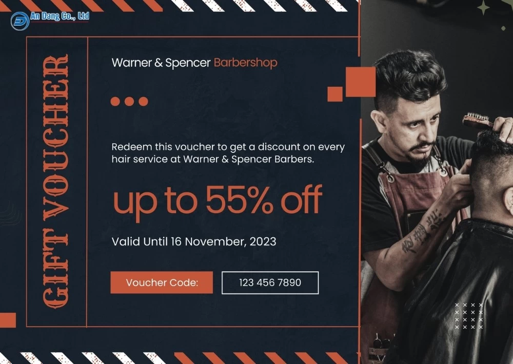 Mẫu 29 - thẻ voucher giảm giá cho tiệm tóc