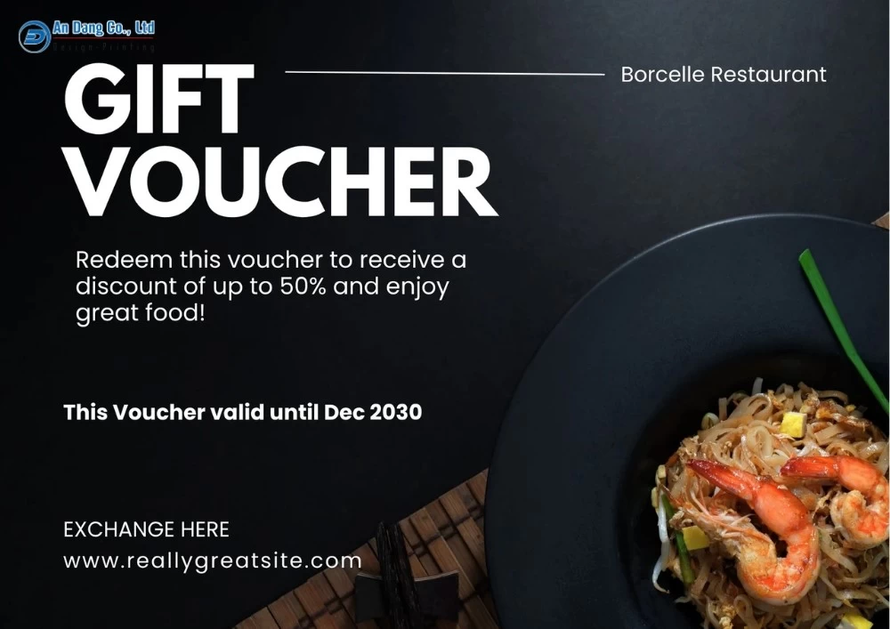 Mẫu 6 - voucher giảm giá 50% với phong cách chuyên nghiệp, sang trọng