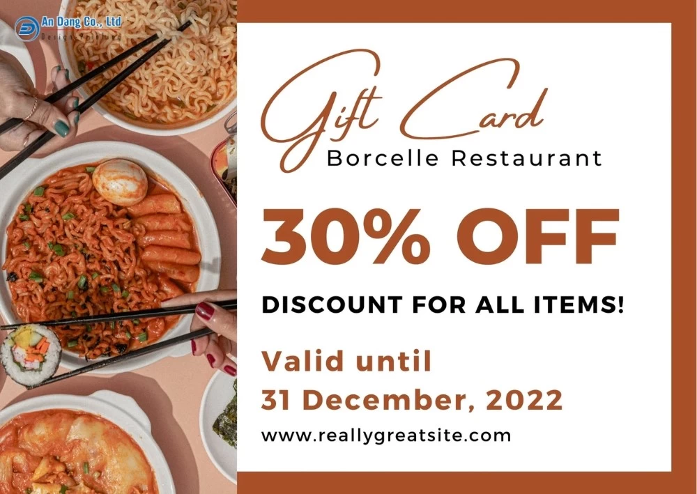 Mẫu 7 - voucher giảm giá 30% cho nhà hàng