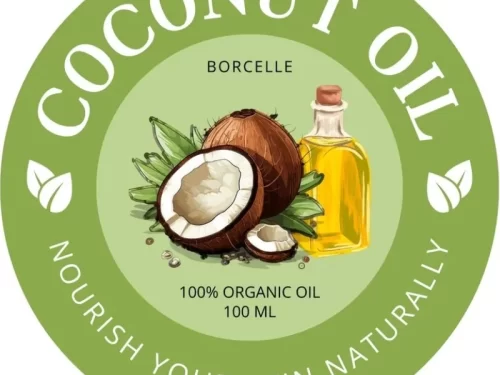 Mẫu tem nhãn dầu dừa dạng tròn