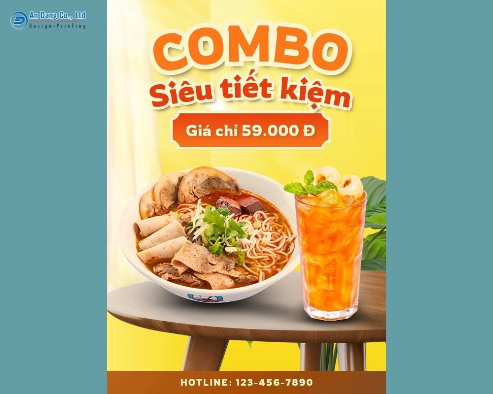 Mẫu tờ rơi quán ăn giới thiệu chương trình ưu đãi combo siêu tiết kiệm