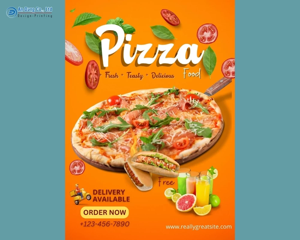 Mẫu 9 - tờ rơi quán ăn hấp dẫn cho tiệm bánh pizza