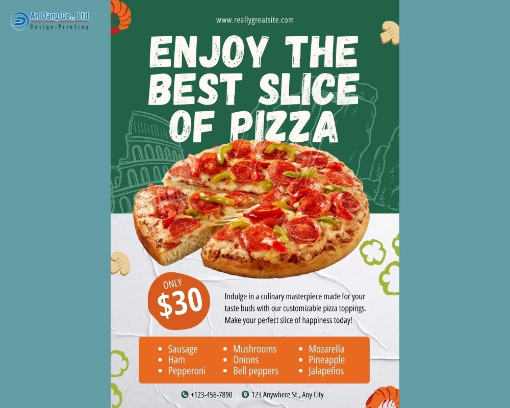 Mẫu 11 - tờ rơi tiệm bánh pizza đẹp mắt