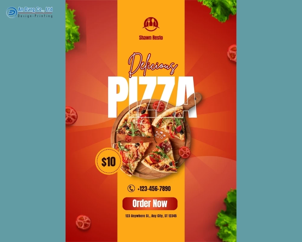 Mẫu 13 - tờ rơi tiệm bánh pizza nổi bật, hấp dẫn