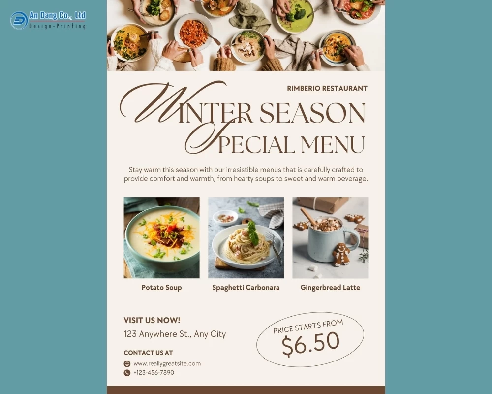 Mẫu 16 - tờ rơi nhà hàng giới thiệu thực đơn mùa đông