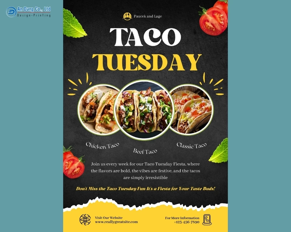 Mẫu 18 - tờ rơi quán ăn cho tiệm bánh tacos