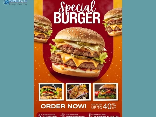 Mẫu 20 - tờ rơi quán ăn hấp dẫn cho tiệm bánh hamburger
