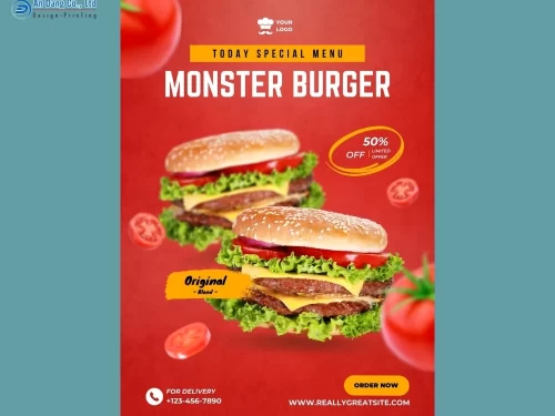 Mẫu 21 - tờ rơi quảng cáo giảm giá cho tiệm bánh hamburger