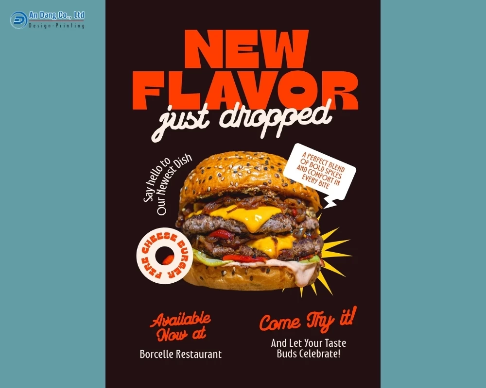 Mẫu 22 - tờ rơi tiệm bánh hamburger được thiết kế siêu mlemmm, hấp dẫn