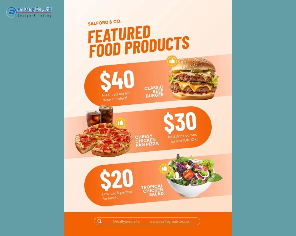 Mẫu 24 - tờ rơi giới thiệu menu cửa hàng đồ ăn nhanh