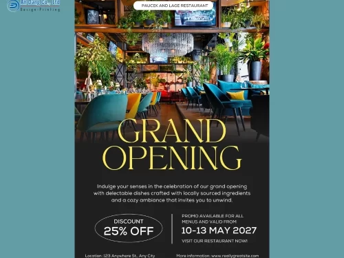 Mẫu 2 - tờ rơi mừng khai trương nhà hàng kèm ưu đãi giảm giá 25%