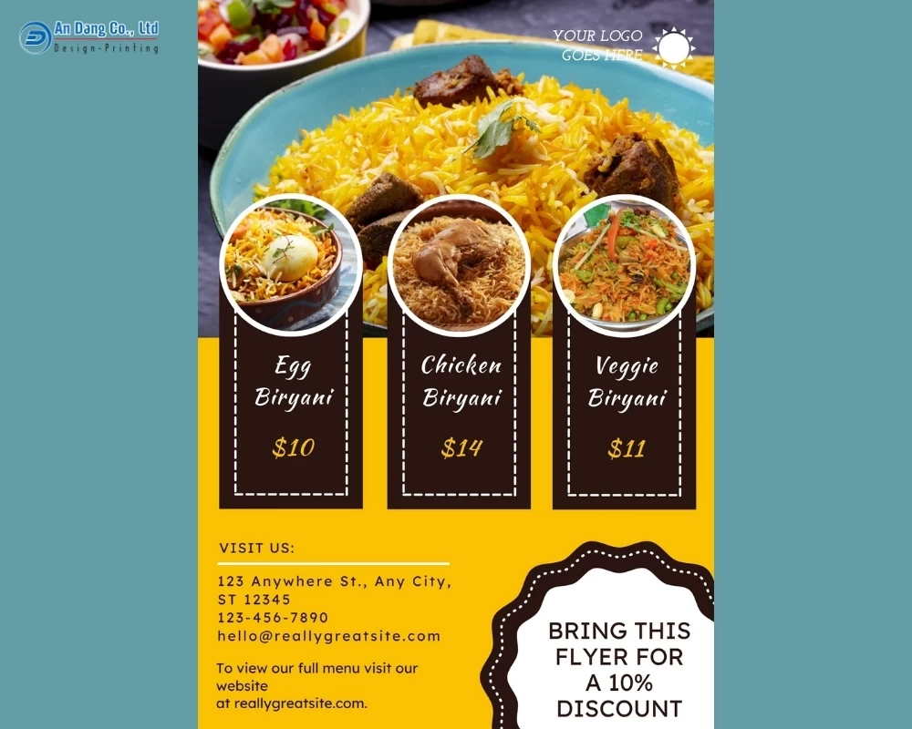 Mẫu 29 - tờ rơi giới thiệu thực đơn của quán ăn Ấn Độ