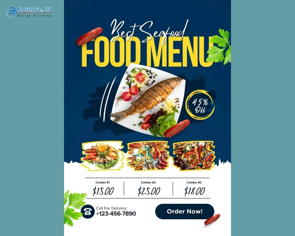 Mẫu 33 - tờ rơi quảng cáo các món ăn nổi bật của nhà hàng, quán ăn