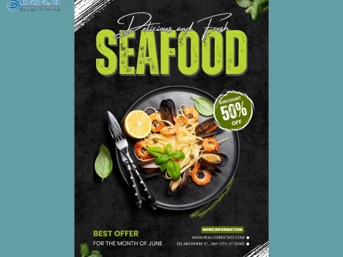 Mẫu 34 - tờ rơi nhà hàng hải sản có chương trình ưu đãi