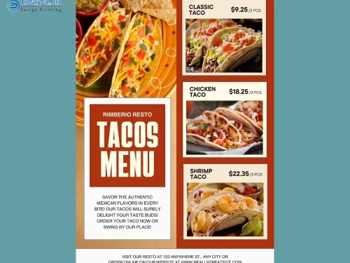 Mẫu 35 - tờ rơi giới thiệu menu của tiệm bánh tacos