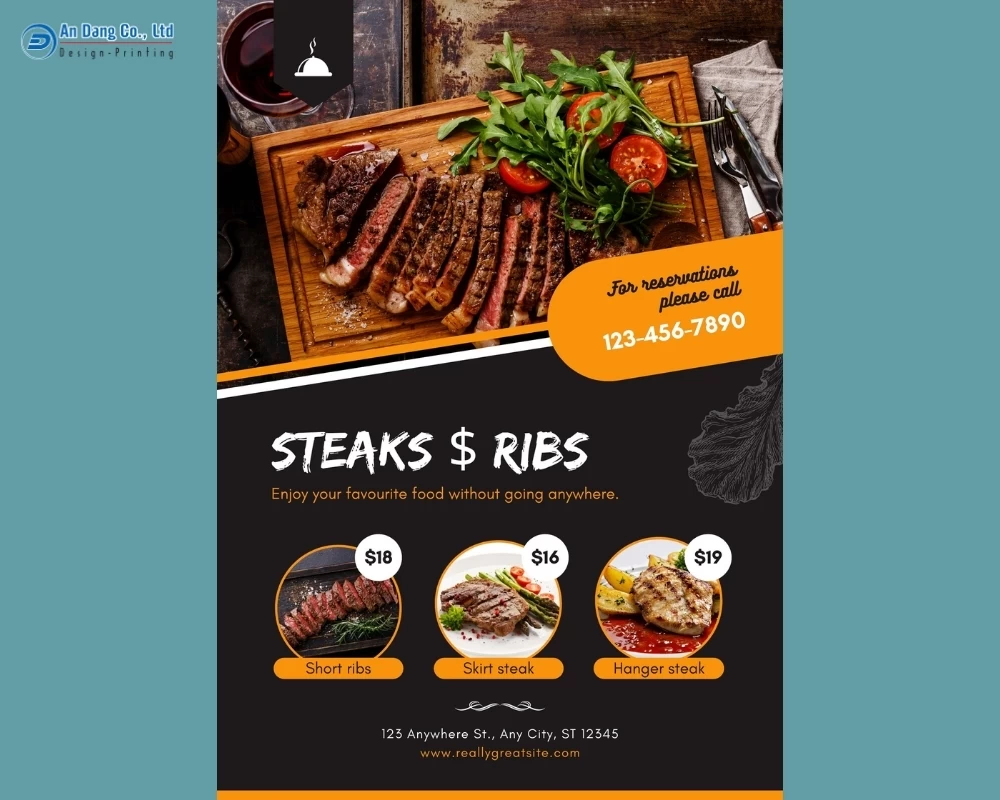 Mẫu 41 - tờ rơi quán ăn beefsteak hấp dẫn