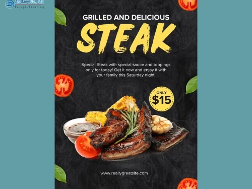 Mẫu 43 - tờ rơi quảng bá món steak của quán ăn