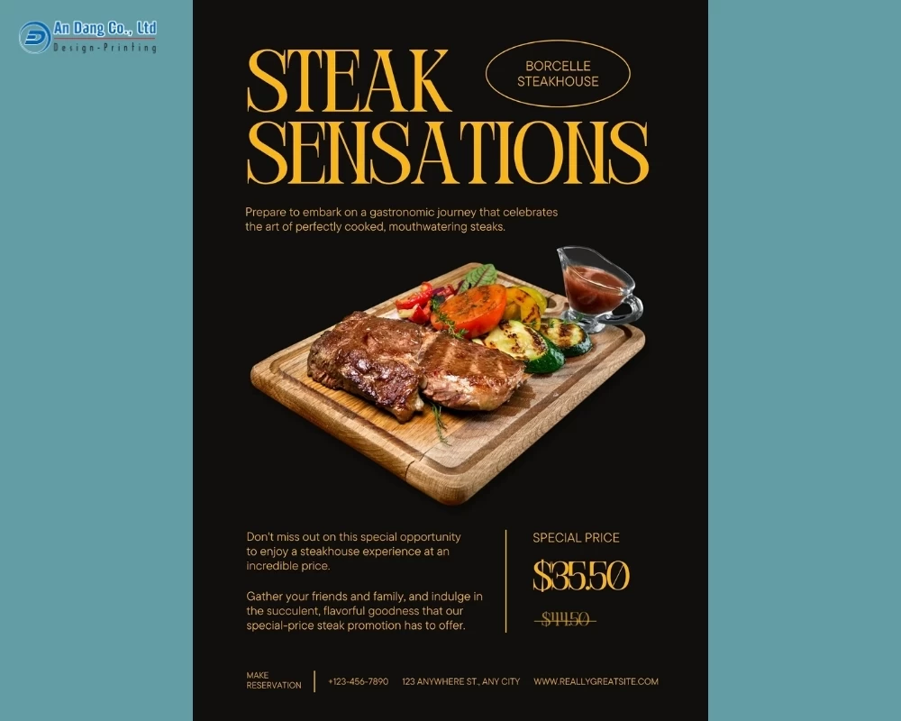 Mẫu 44 - tờ rơi nhà hàng giới thiệu món beefsteak