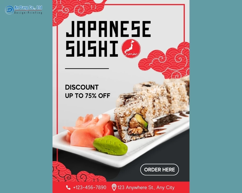 Mẫu 45 - tờ rơi quán ăn sushi Nhật