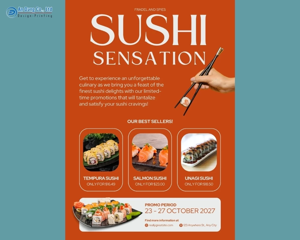 Mẫu 46 - tờ rơi giới thiệu các món best-seller của tiệm sushi