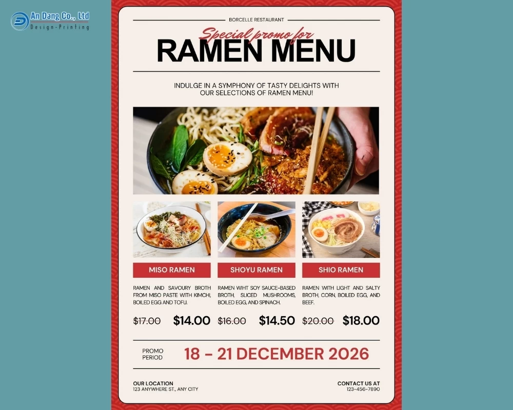 Mẫu 49 - tờ rơi quảng cáo menu của nhà hàng mì ramen