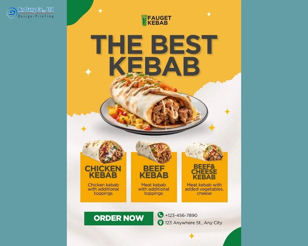 Mẫu 50 - tờ rơi quảng cáo tiệm bánh Kebab