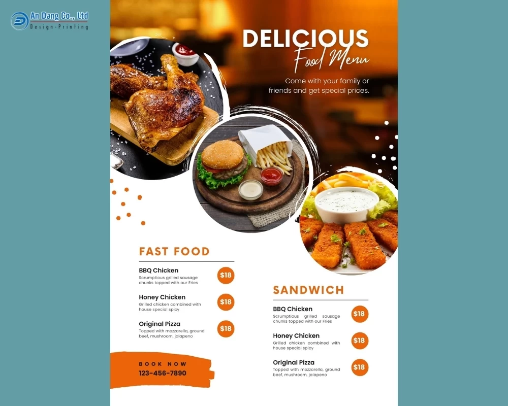 Mẫu 5 - tờ rơi giới thiệu menu quán ăn