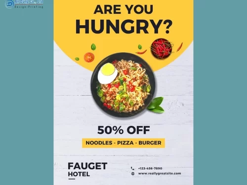 Mẫu 6 - tờ rơi quán ăn giới thiệu chương trình giảm giá 50%