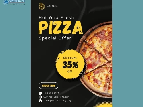 Mẫu 8 - tờ rơi giới thiệu chương trình ưu đãi của tiệm bánh pizza