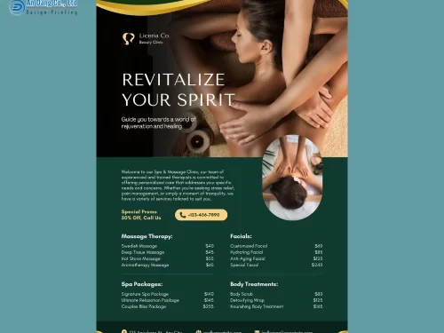 Mẫu 9 - tờ rơi spa có thể hiện bảng giá chi tiết cho các gói dịch vụ
