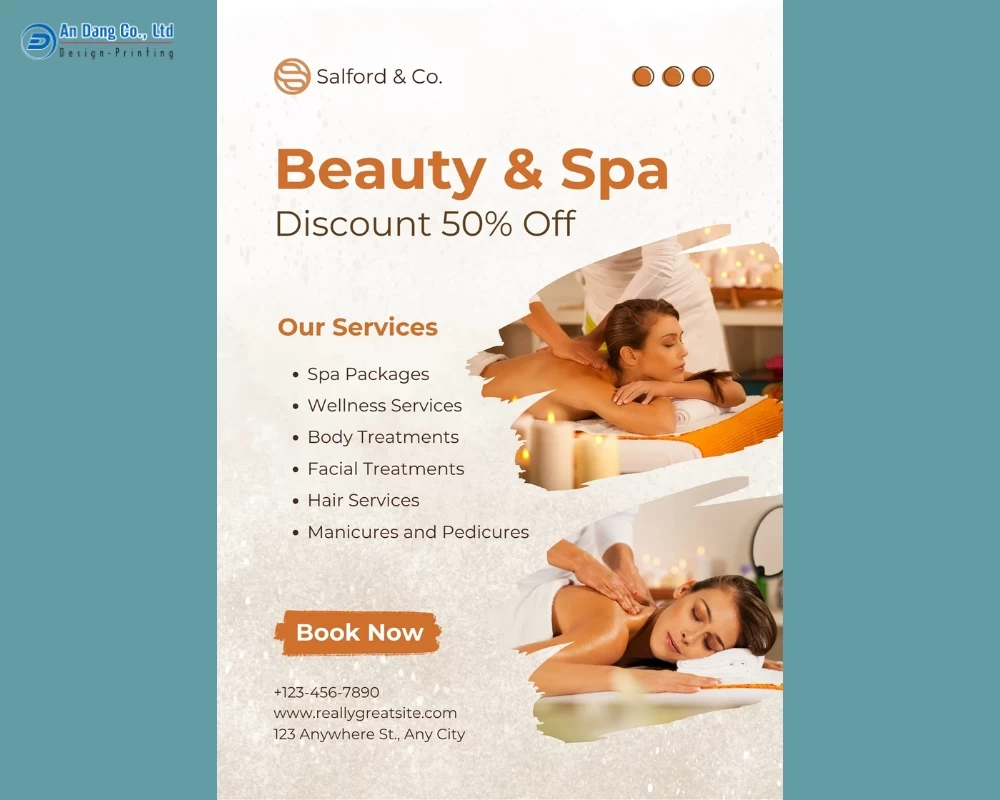 Mẫu 14 - tờ rơi quảng cáo giảm giá 50% cho dịch vụ spa