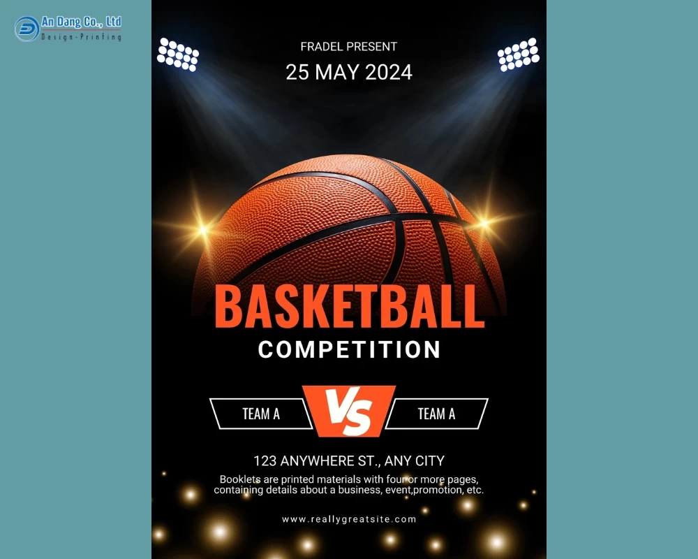 Mẫu 17 - tờ rơi quảng bá trận thi đấu bóng rổ