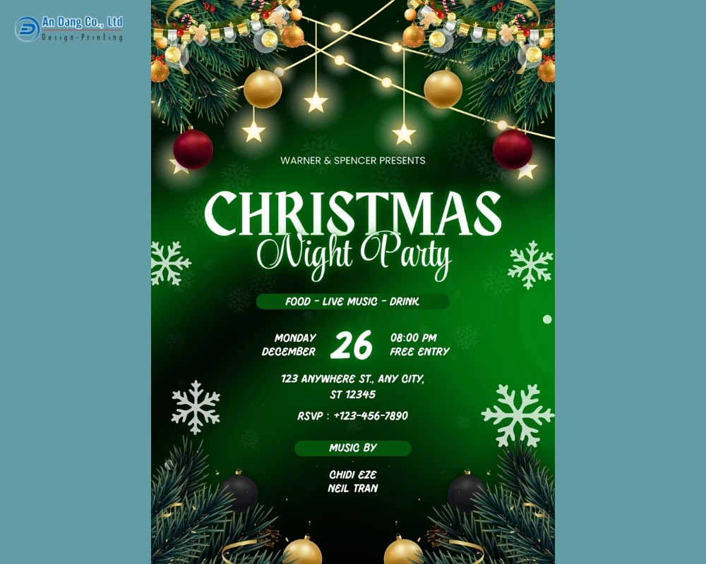 Mẫu 21 - tờ rơi quảng bá bữa tiệc đêm giáng sinh