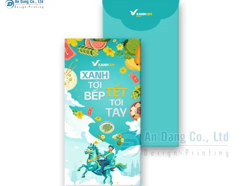 Mẫu 10 - bao lì xì Tết Bính Ngọ 2026 tươi sáng, dễ thương cho doanh nghiệp Xanh SM