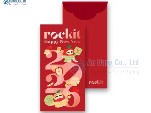 Mẫu 7 - bao lì xì Tết 2026 tươi tắn, đáng yêu cho shop Rockit