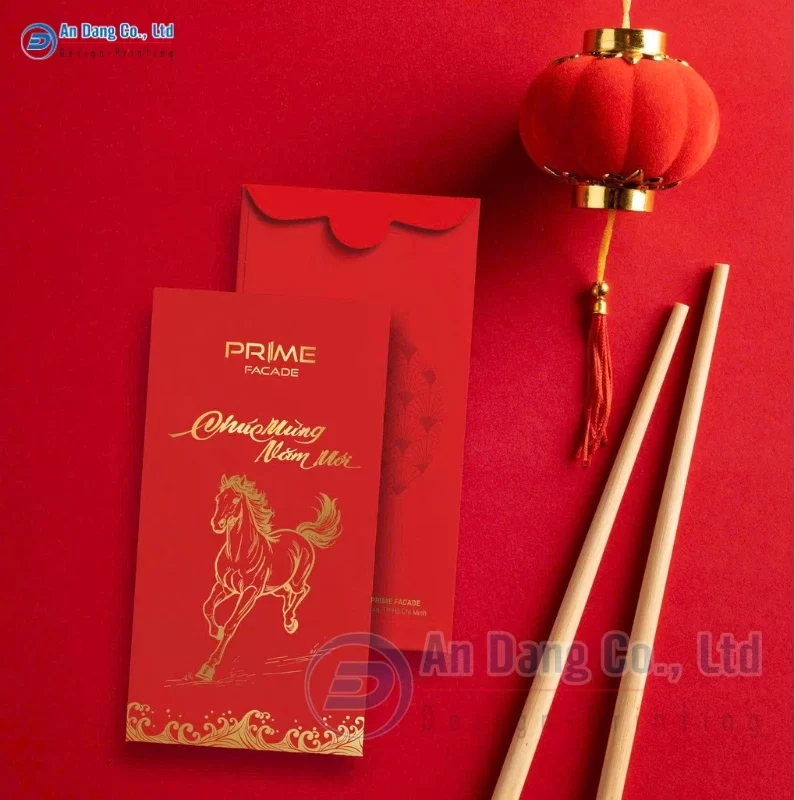 Mẫu in bao lì xì 2026 quý phái, sang trọng cho doanh nghiệp PRIME FACADE