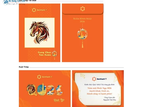 Mẫu phong bì chúc Tết 2026 do In An Đăng thiết kế cho đơn vị Ben Thanh TSC