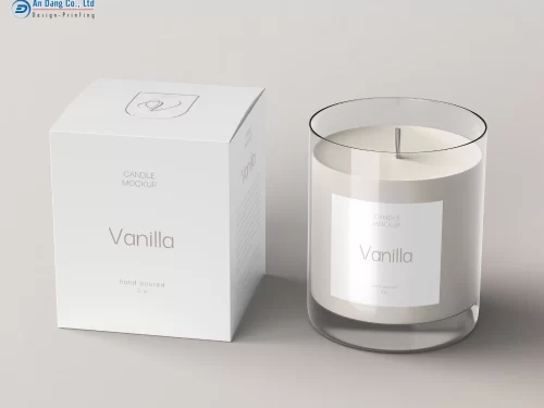 Mẫu hộp giấy đựng nến thơm có in logo, thông tin sản phẩm