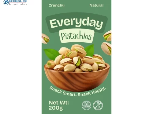 Mẫu tem hạt dẻ cười có màu sắc hài hòa, nổi bật