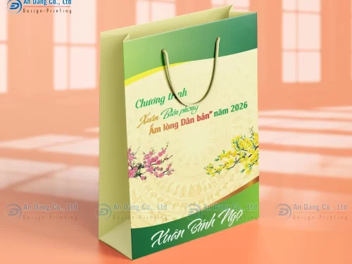 Mẫu túi giấy chúc mừng năm mới cho chương trình Xuân Biên Phòng 2026