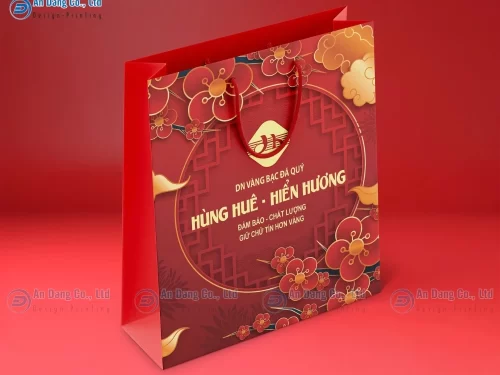 Mẫu túi chúc mừng năm mới cho tiệm vàng bạc đá quý Hùng Huê - Hiển Hương