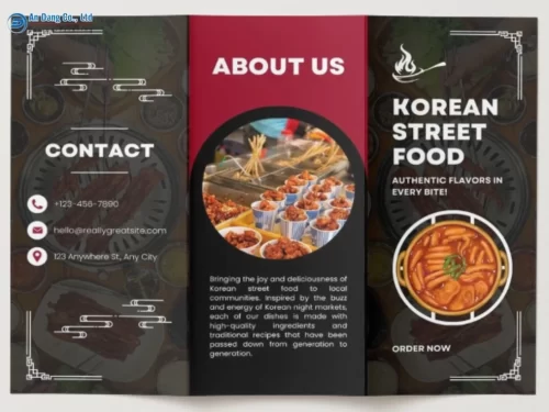 Mẫu brochure ẩm thực đẹp cho nhà hàng Hàn Quốc