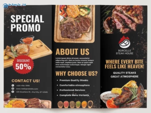Mẫu brochure bắt mắt, gây kích thích thị giác cho nhà hàng thịt nướng