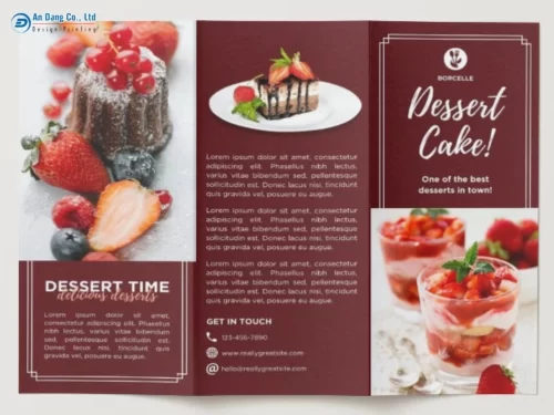 Mẫu brochure ẩm thực ấn tượng cho tiệm bánh ngọt