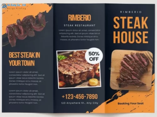 Mẫu brochure ẩm thực chuyên nghiệp cho tiệm steak