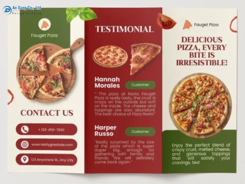 Mẫu brochure quảng cáo đẹp cho tiệm pizza